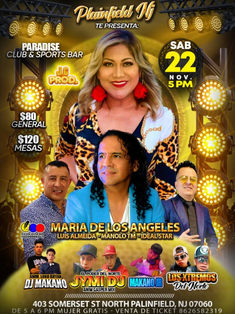 Event - Maria de los Angeles junto a Luis Almeida, Manolo TM e Ideal Star en vivo - North Plainfield, New Jersey - November 22, 2025 | concert tickets