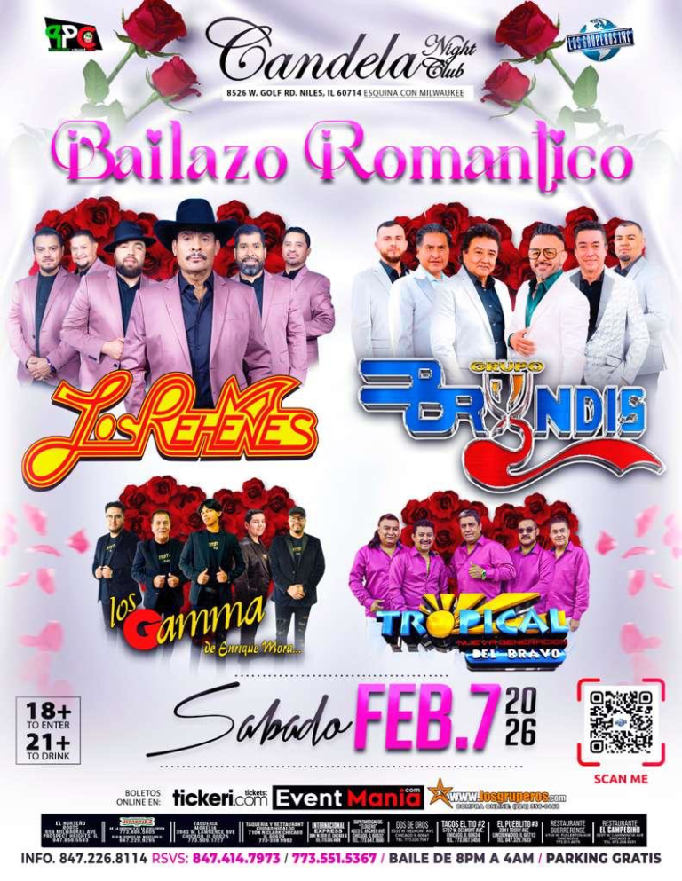 Event - Bailazo Romántico en Candela Night Club – Los Rehenes & Grupo Bryndis - Niles, Illinois - February 7, 2026 | concert tickets