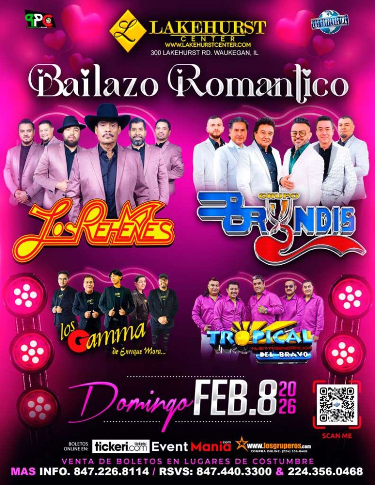Event - Bailazo Romántico en Lakehurst Center – Los Rehenes & Grupo Bryndis - Waukegan, Illinois - February 8, 2026 | concert tickets