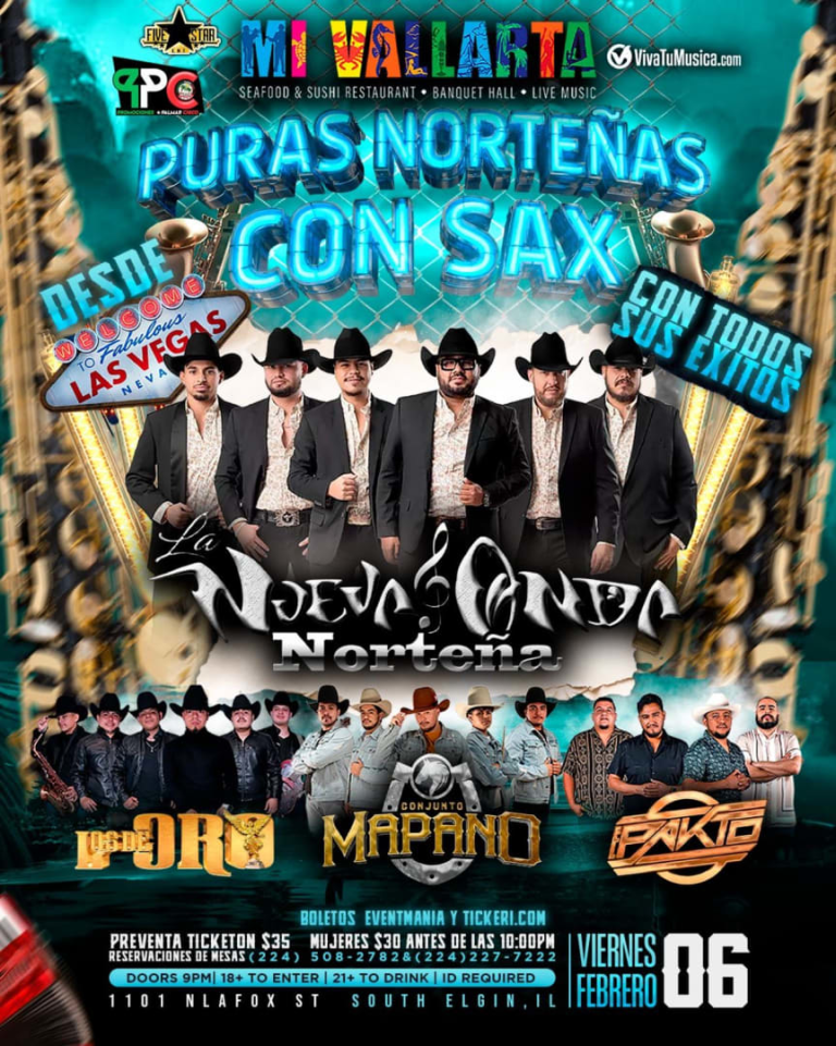 Event - Puras Norteñas con Sax en Mi Vallarta con La Nueva Onda Norteña, Conjunto Mapano y Los de Oro - South Elgin, Illinois - February 6, 2026 | concert tickets