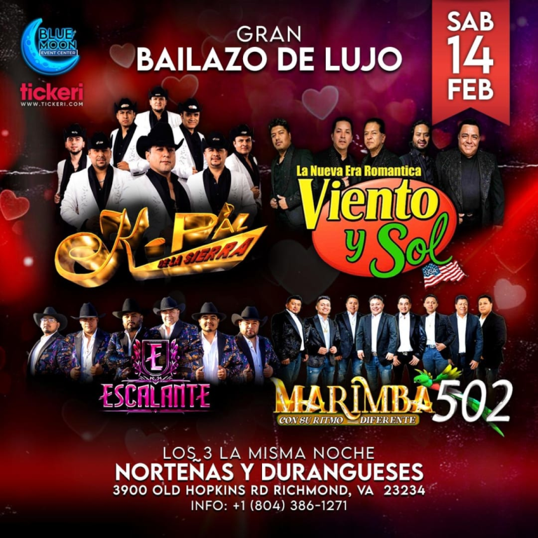Event - K-paz de la sierra, Escalante , la nueva era romántica viento y sol y la marimba 502 en concierto !!! - Richmond, Virginia - February 14, 2026 | concert tickets