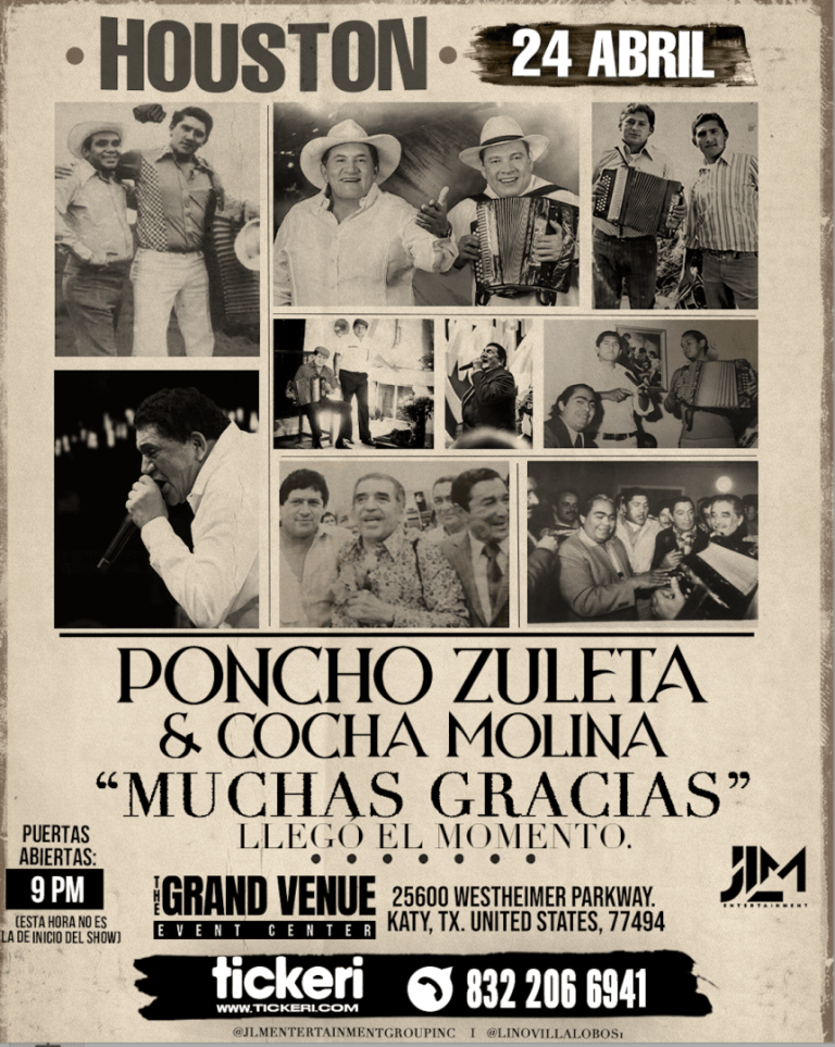 Event - Poncho Zuleta & Cocha Molina en Houston (Texas) - Katy, TX - vie, 24 de abril de 2026} | concert tickets
