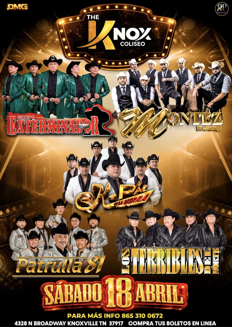 Event - Grupo Exterminador, Montez de Durango y K-Paz de la Sierra en Vivo – Sábado 18 de Abril en The Knox Coliseo, Knoxville TN - Knoxville, TN - Sat, April 18, 2026} | concert tickets