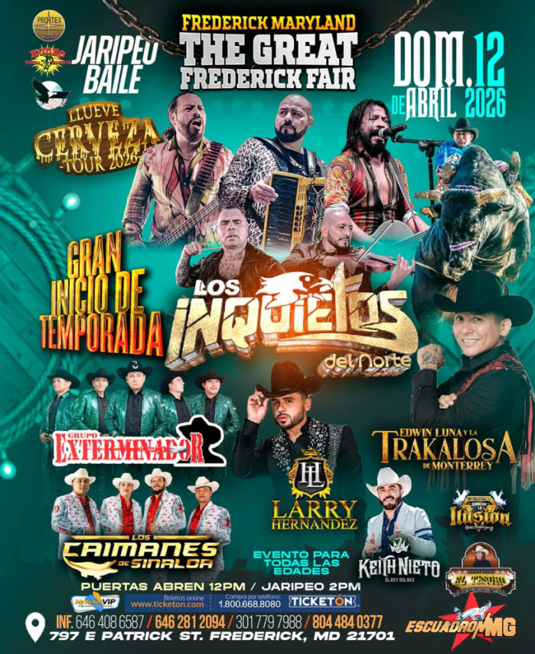 Event - JARIPEO BAILE CON LOS INQUIETOS DEL NORTE Y MAS - Frederick, MD - dom, 12 de abril de 2026} | concert tickets