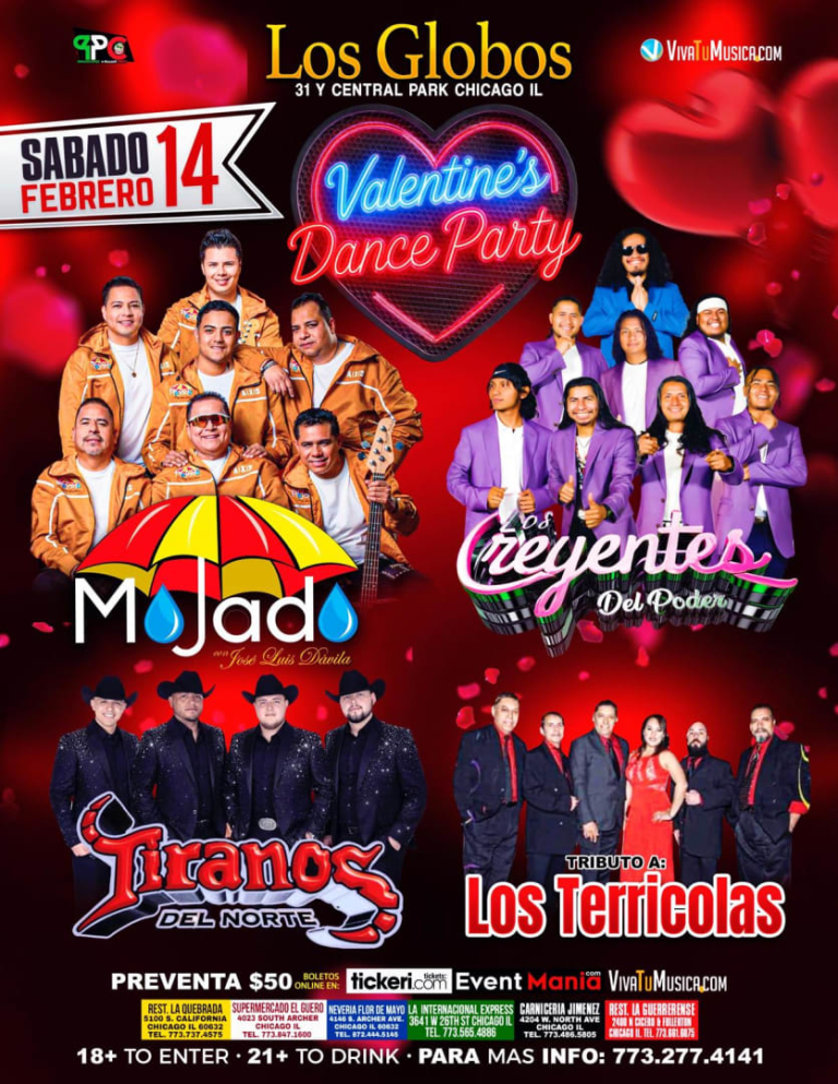 Event - Mojado, Los Creyentes del Poder, Tiranos del Norte y Tributo a Los Terrícolas | Sábado 14 de Febrero en Los Globos - Chicago, Illinois - February 14, 2026 | concert tickets