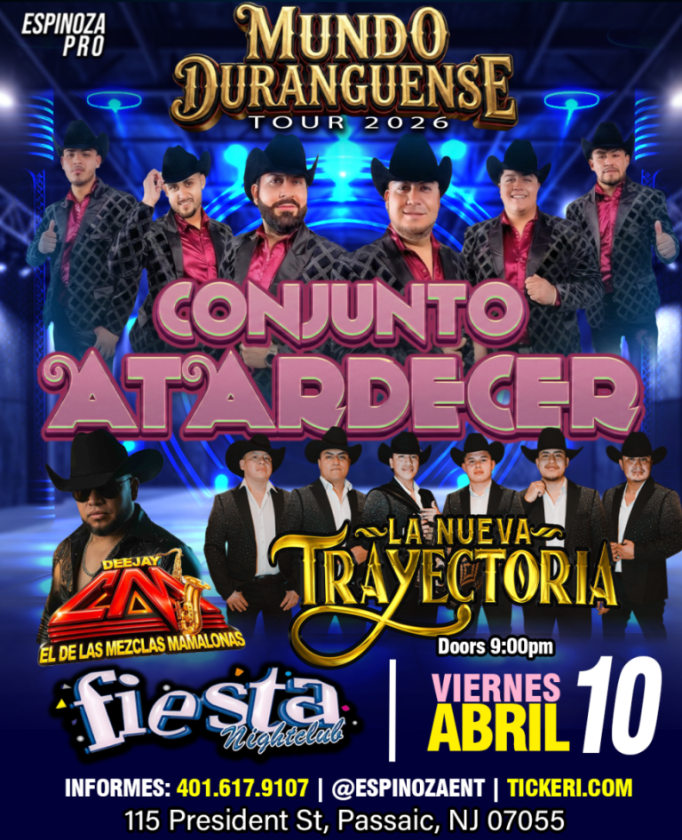 Event - MUNDO DURANGUENSE TOUR - CONJUNTO ATARDECER en Passaic, NJ - Passaic, NJ - vie, 10 de abril de 2026} | concert tickets