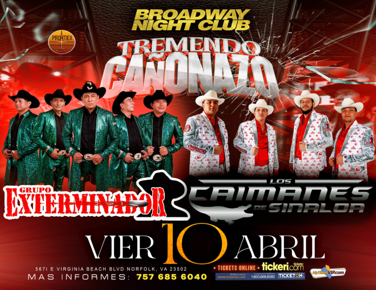 Event - TREMENDO CAÑONAZO | EXTERMINADOR Y LOS CAIMANES DE SINALOA  - Norfolk, VA - Fri, April 10, 2026} | concert tickets