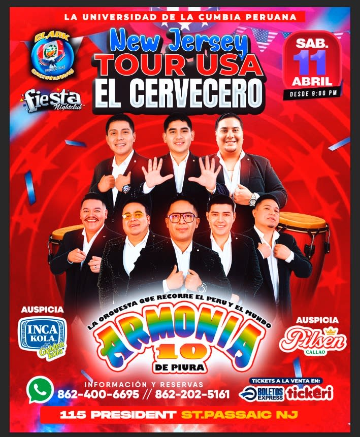 Event - Armonia 10 de Piura en New Jersey - Passaic, NJ - sáb, 11 de abril de 2026} | concert tickets