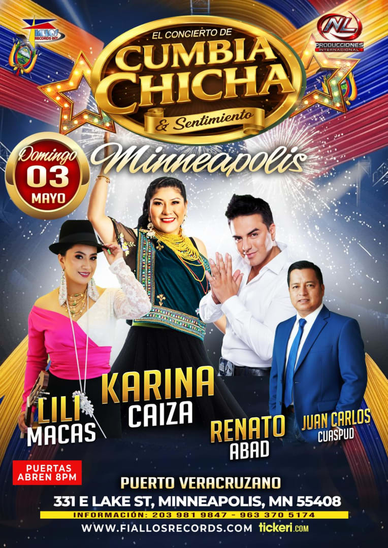 Event - KARINA CAIZA, RENATO ABAD (YO ME LLAMO AMERICO) LILI MACAS, JUAN CARLOS CUASPUD | Minneapolis  - Minneapolis, Minnesota - April 3, 2026 | concert tickets