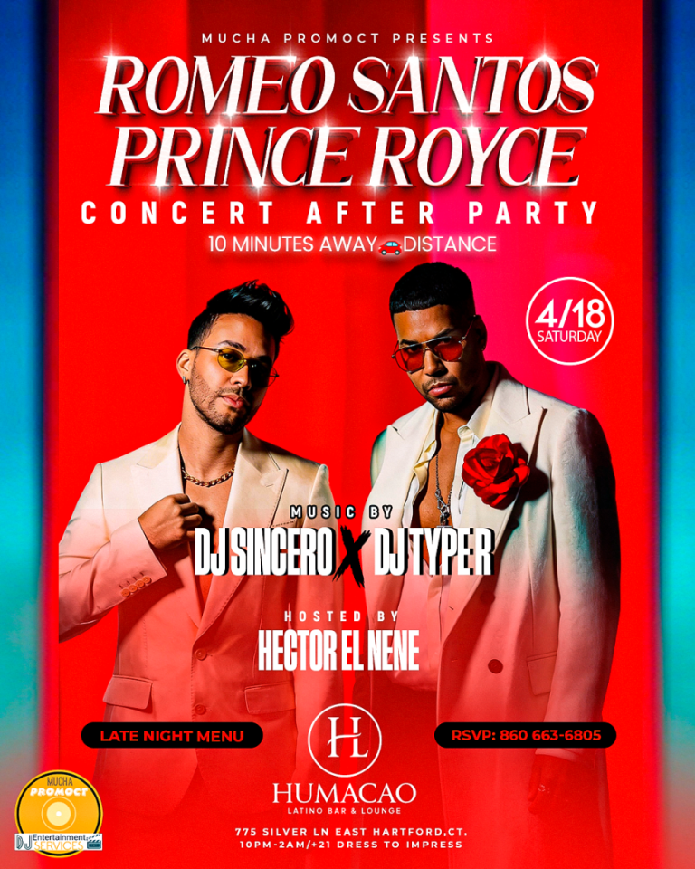 Event - ROMEO SANTOS & PRINCE ROYCE CONCERT AFTER PARTY @ HUMACAO LOUNGE EAST HARTFORD SAT 4/18! - East Hartford, Connecticut - April 18, 2026 | concert tickets