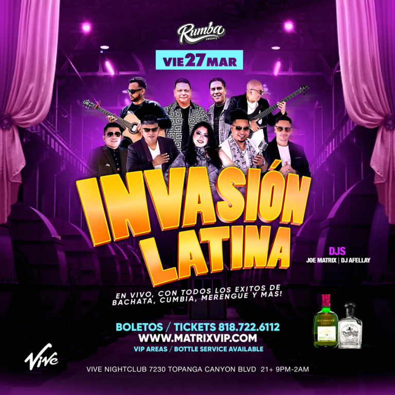Event - Noche de Bachata, Cumbia, y Merengue en Vivo con Invasion Latina! - Los Angeles, California - March 27, 2026 | concert tickets