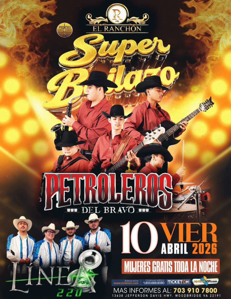 Event - SUPER BAILAZO! | PETROLEROS DEL BRAVO Y LINEA 220 - Woodbridge, VA - vie, 10 de abril de 2026} | concert tickets