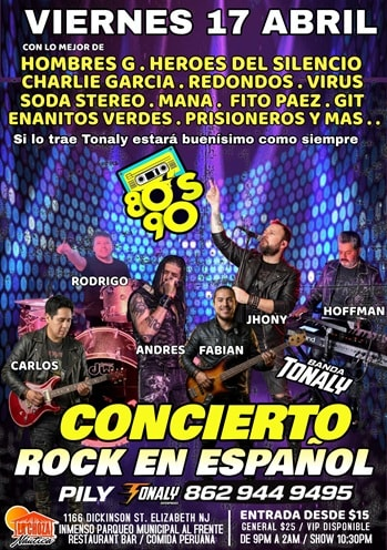Event - Concierto Rock en Español 80s 90s - Elizabeth, NJ - vie, 17 de abril de 2026} | concert tickets