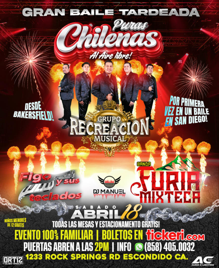 Event - Baile Tardeada de Chilenas - Escondido, California - April 18, 2026 | concert tickets