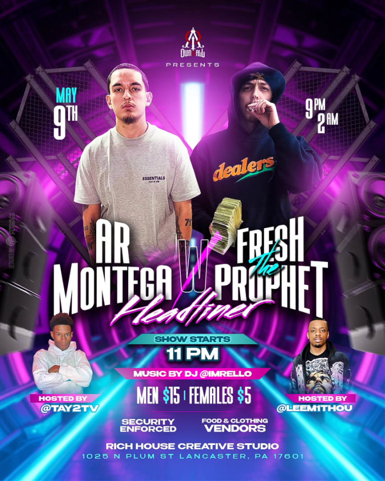 Event - OIA Promotions Presents AR Montega W/ FreshTheProhet Headliner  - Lancaster, Pennsylvania - May 9, 2026 | concert tickets