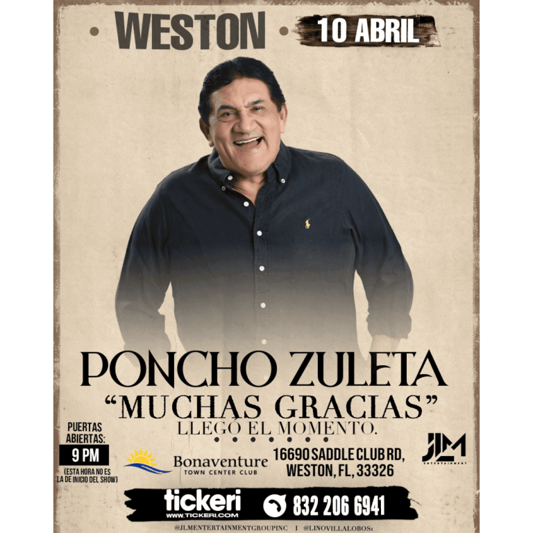 Event - Poncho Zuleta en Weston (Florida) - Weston, Florida - April 10, 2026 | concert tickets