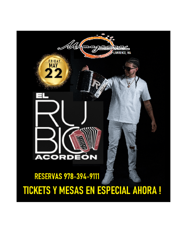 Event - RUBIO ACORDEON en Mamajuana Lawrence Mayo 22 - Lawrence, Massachusetts - May 22, 2026 | concert tickets