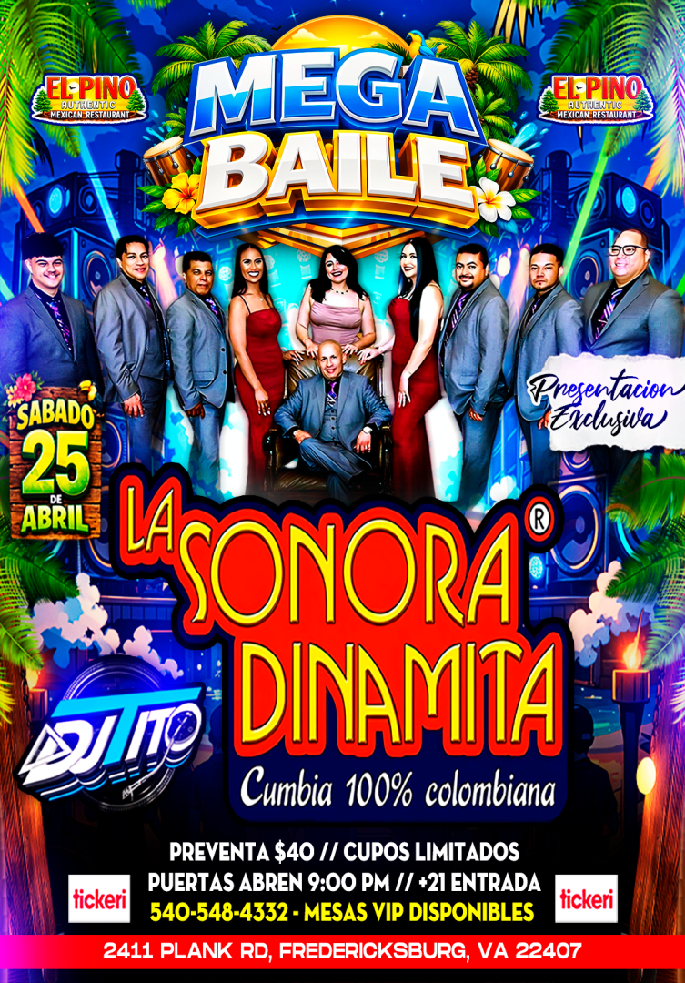Event - La Sonora Dinamita en el Pino Mexican Restaurant  - Fredericksburg, VA - sáb, 25 de abril de 2026} | concert tickets