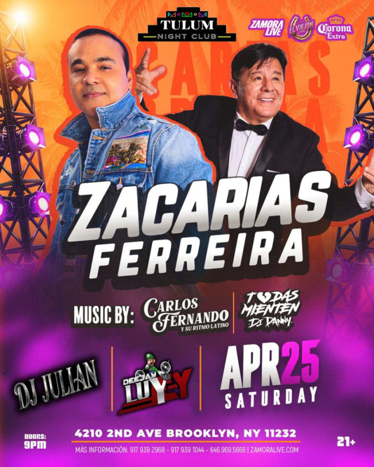 Event - ZACARIAS FERREIRA EN CONCIERTO / SPECIAL GUEST CARLOS FERNANDO  - Brooklyn, New York - April 25, 2026 | concert tickets