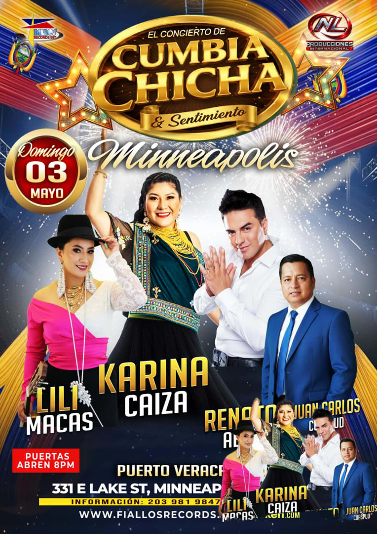 Event - MINNEAPOLIS l KARINA CAIZA, RENATO ABAD (YO ME LLAMO AMERICO) LILI MACAS, JUAN CARLOS CUASPUD - Minneapolis, Minnesota - May 3, 2026 | concert tickets