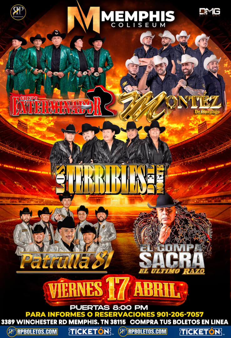 Event - Exterminador, Montez de Durango y más en Memphis Coliseum - Memphis, Tennessee - April 17, 2026 | concert tickets