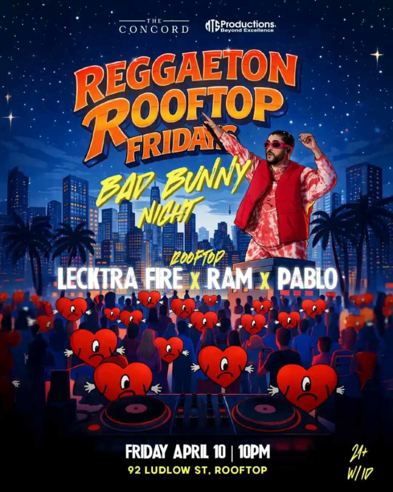 Event - Reggaeton Rooftop Fridays: Bad Bunny Night at Concord NYC | Apr 10 - New York, NY - Fri, April 10, 2026} | concert tickets