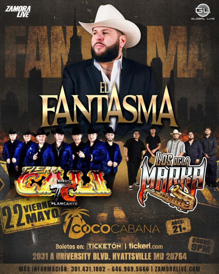 Event - El Fantasma, Tierra Cali & Los de la Marka en Maryland - Adelphi, Maryland - May 22, 2026 | concert tickets