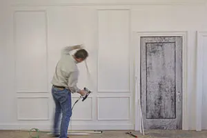 Period Revival molding install. Laying out a well-proportioned paneled wall