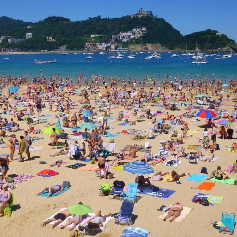 The broad, sandy beaches are used for sunbathing, 