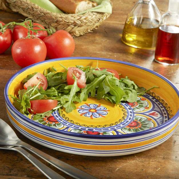 Image for Blue and Yellow Ceramic Salad Platter
