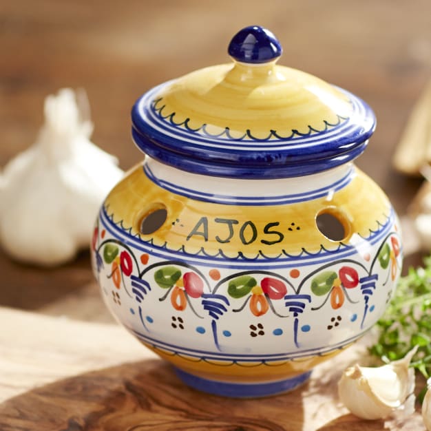 Shop Blue And Yellow Ceramic Garlic Jar Online La Tienda