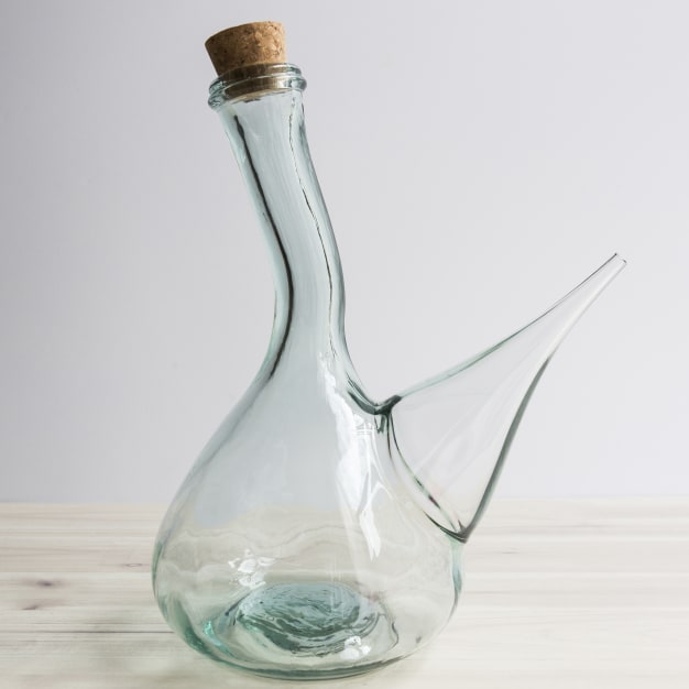 La Tienda Glass Porron Wine Pitcher (34 oz Capacity)