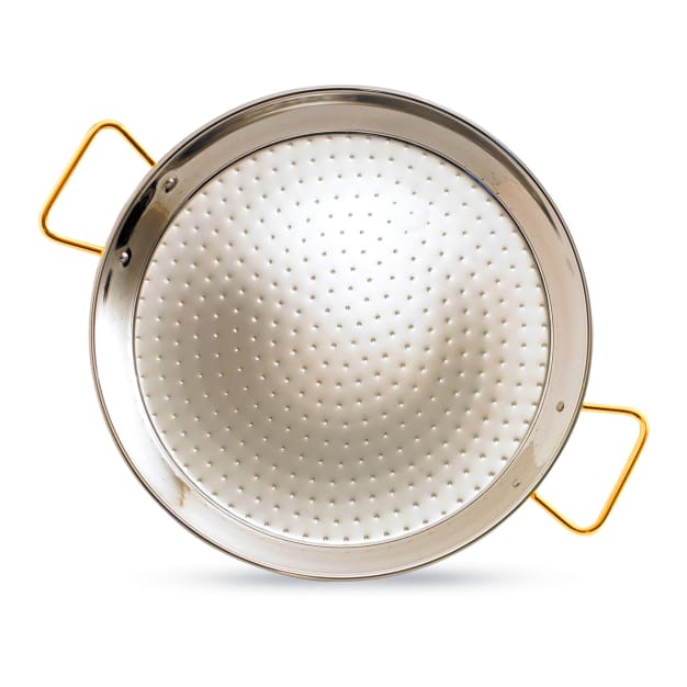 Image for 13 Inch Stainless Steel Paella Pan with Gold Handles - Serves 4
