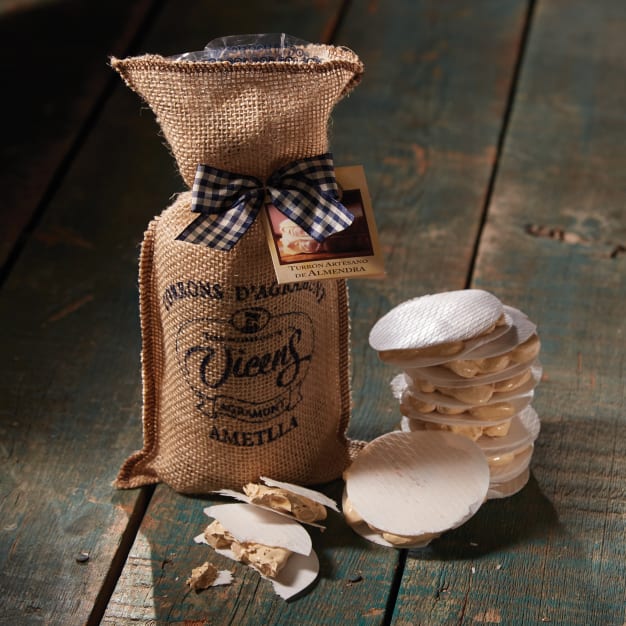 Image for Classic Almond Brittle Turrón Rounds in Gift Bag by Vicens