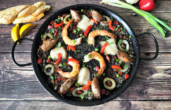 Black Rice Paella with Monkfish Recipe