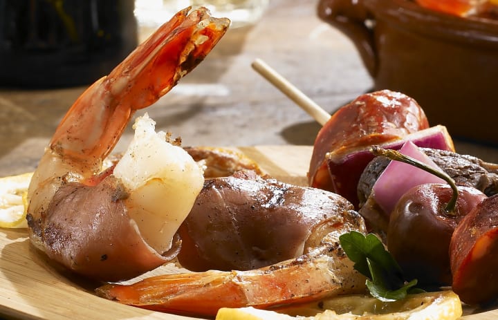 Grilled Shrimp Wrapped in Serrano Ham Recipe