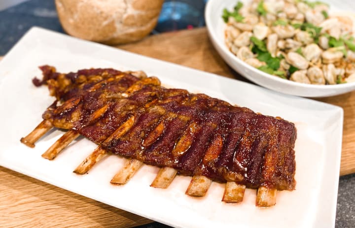 Texas Iberico Slow-Smoked Baby Back Ribs with Salsa Brava