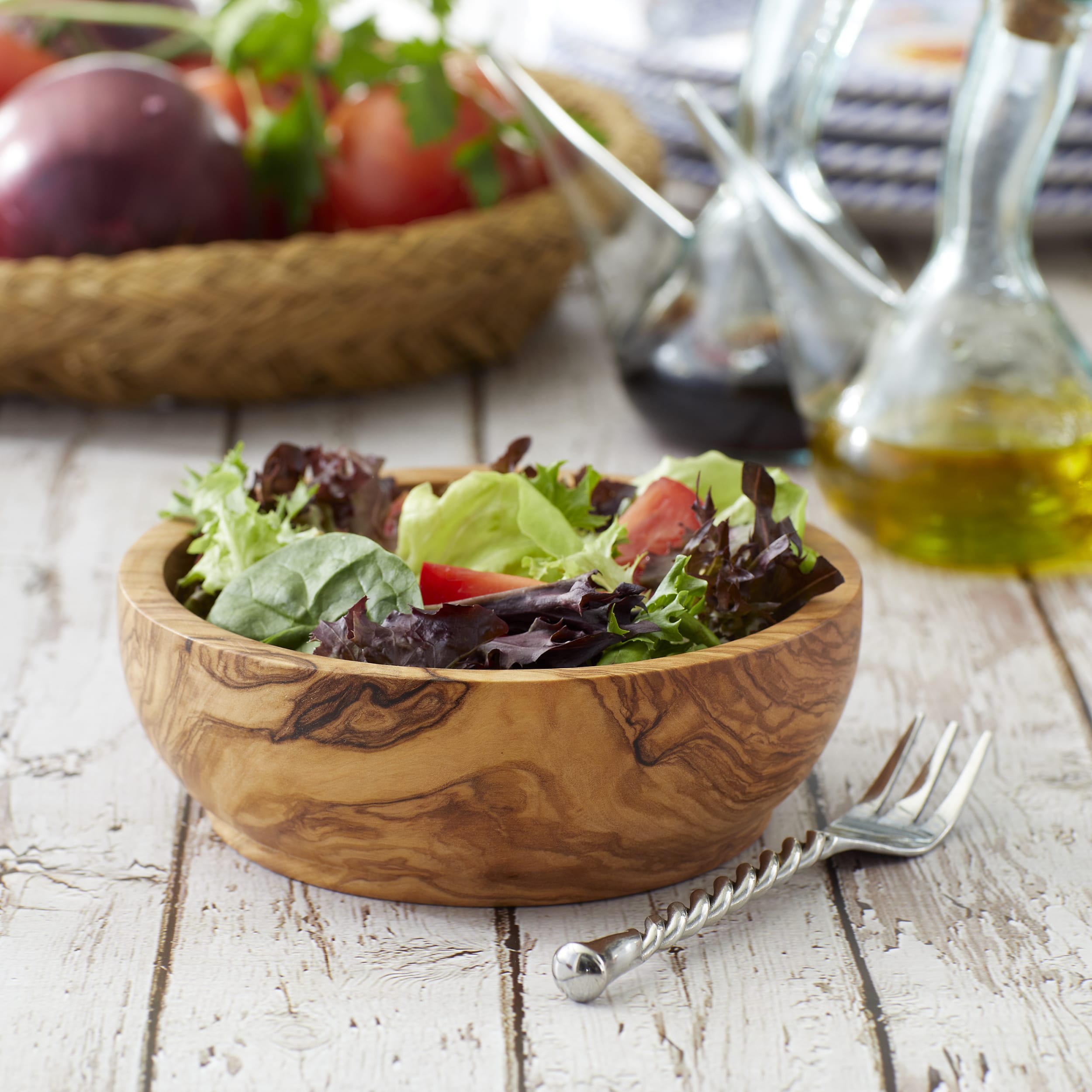 Wooden Salad Bowl Handmade From Olive Wood / Large Bowl for Salad