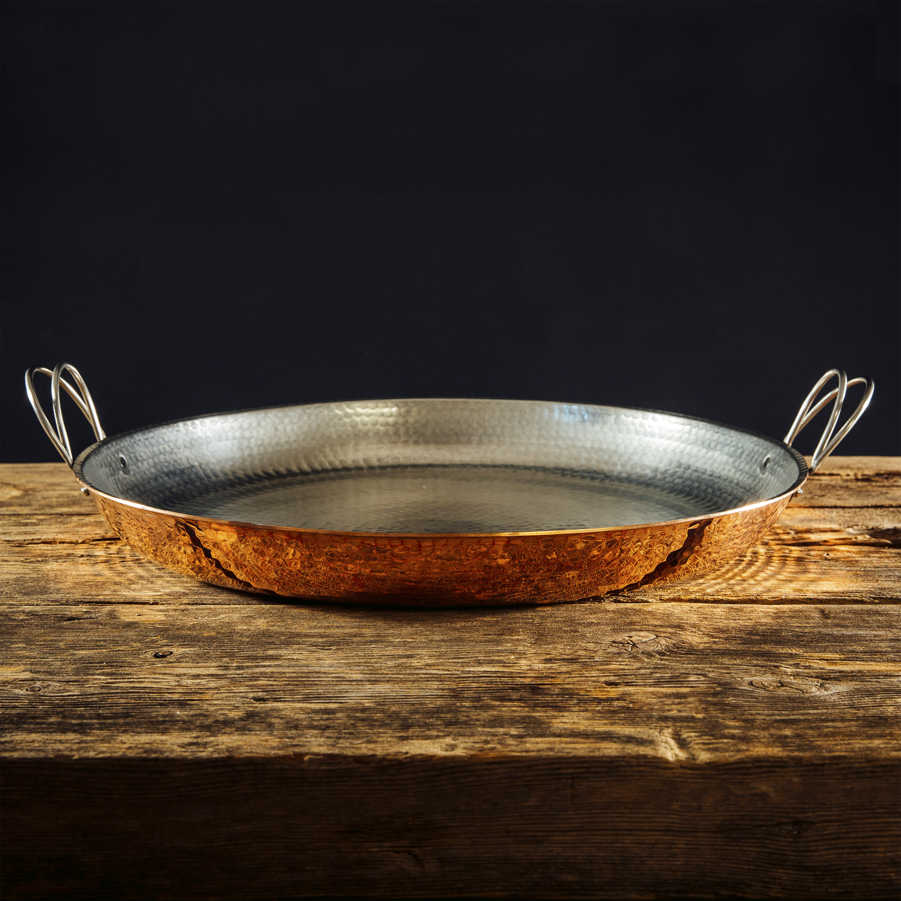 15 Inch Copper Paella Pan - Hand Hammered - Serves 6