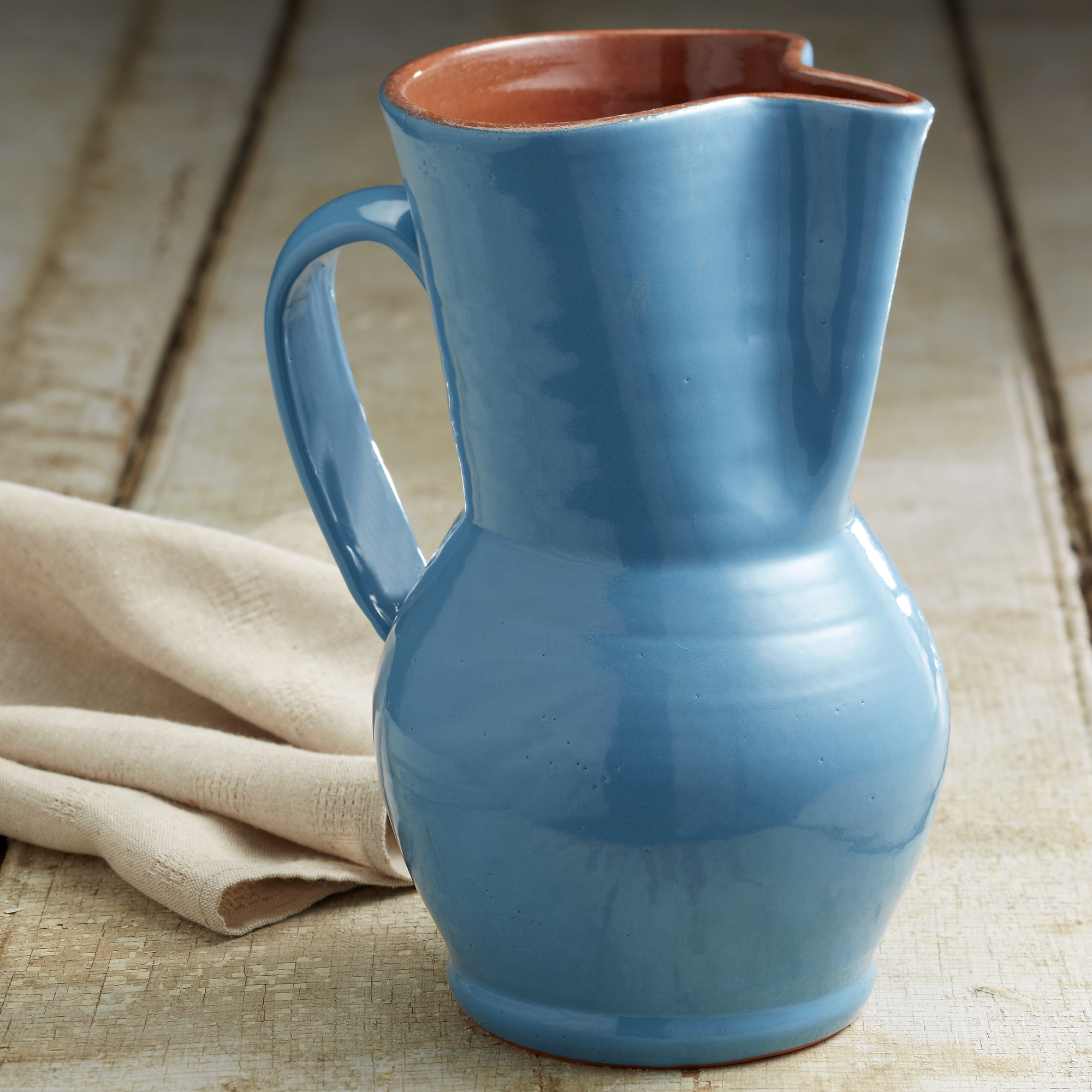 Contemporary Studio Pottery Glazed Terra Cotta Sangria Pitcher