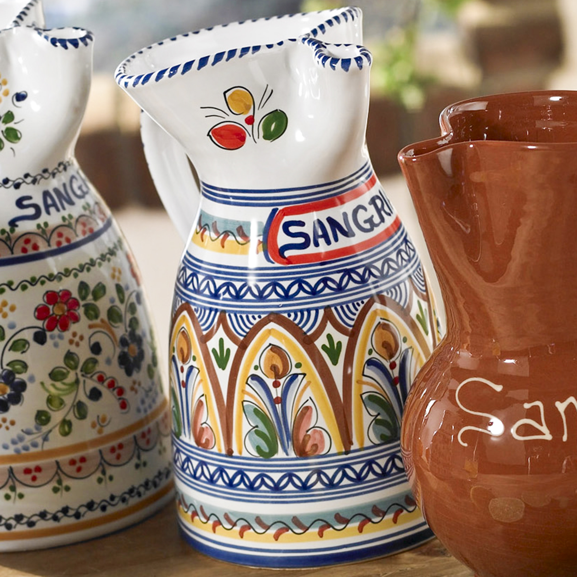 Hand Painted Sangria Pitcher, 2 Liters 67oz, puntilla Decoration 27 Cm.10.5  Toledo spain Sangria Pitcher Pot Sangaree 