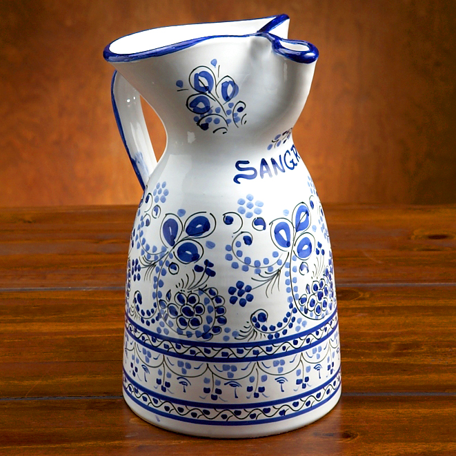  El Puente del Arzobispo Blue Flor Ceramic Sangria