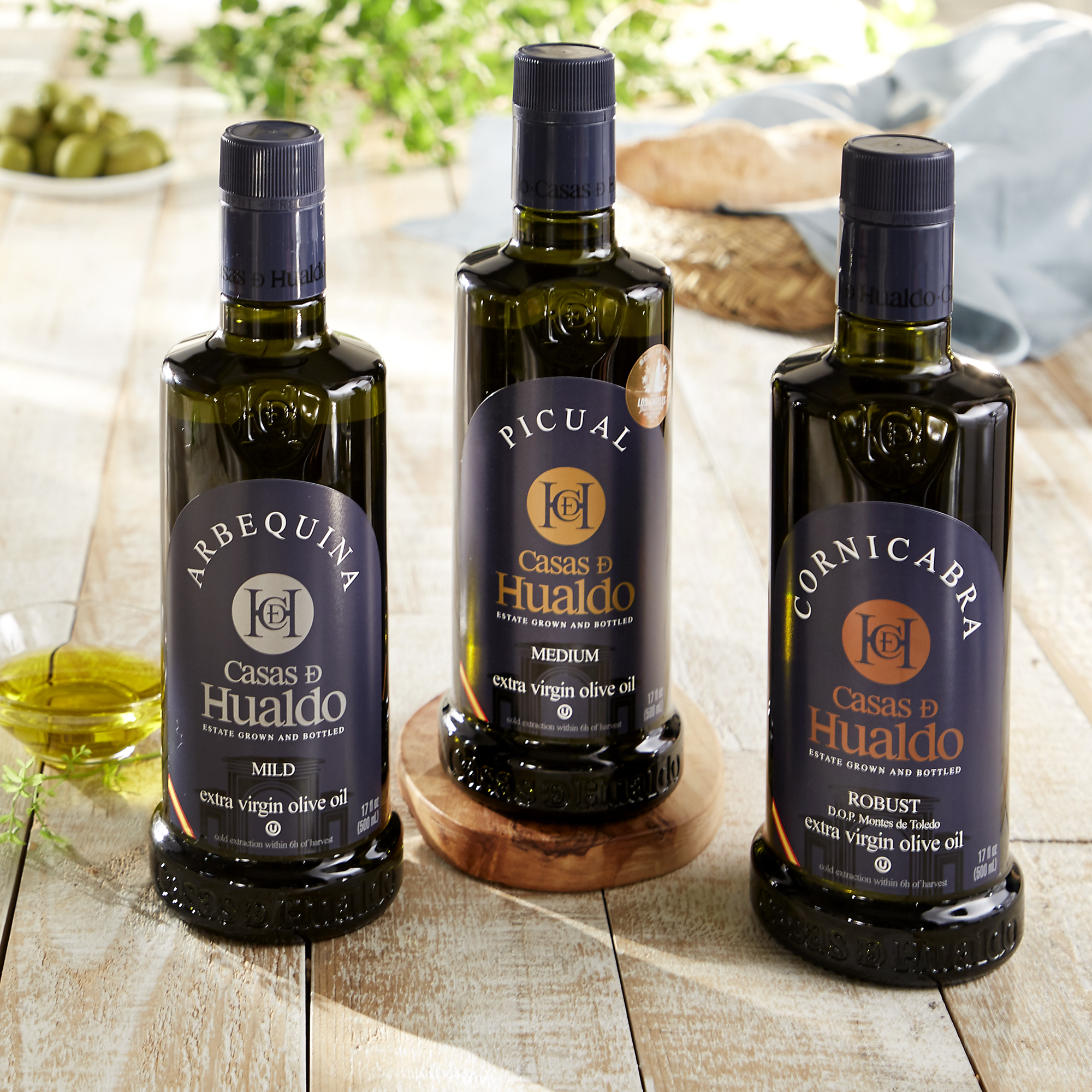 Trio of Casas de Hualdo Extra Virgin Olive Oil