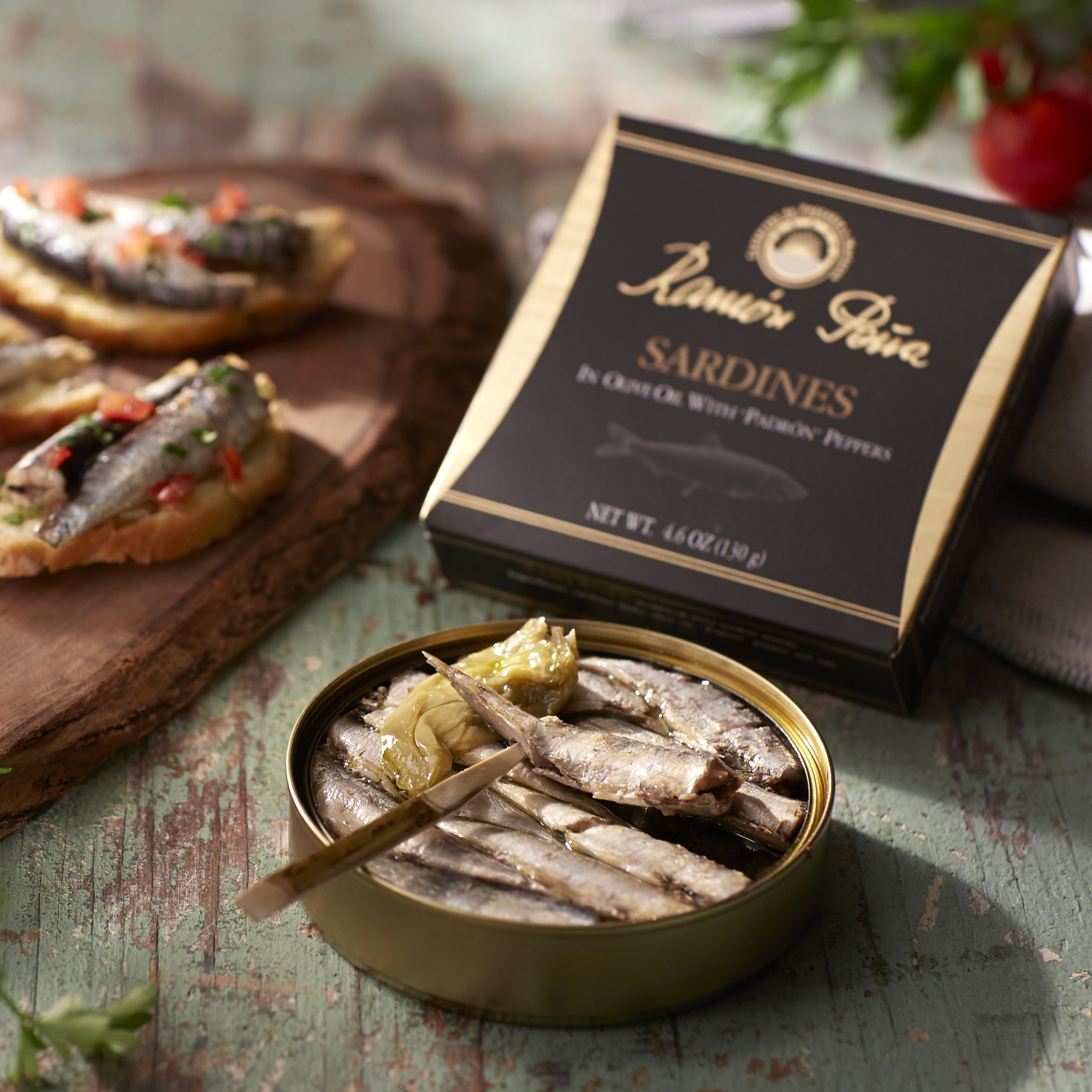 Sardinillas in Olive Oil with Padron Peppers by Ramon Pena