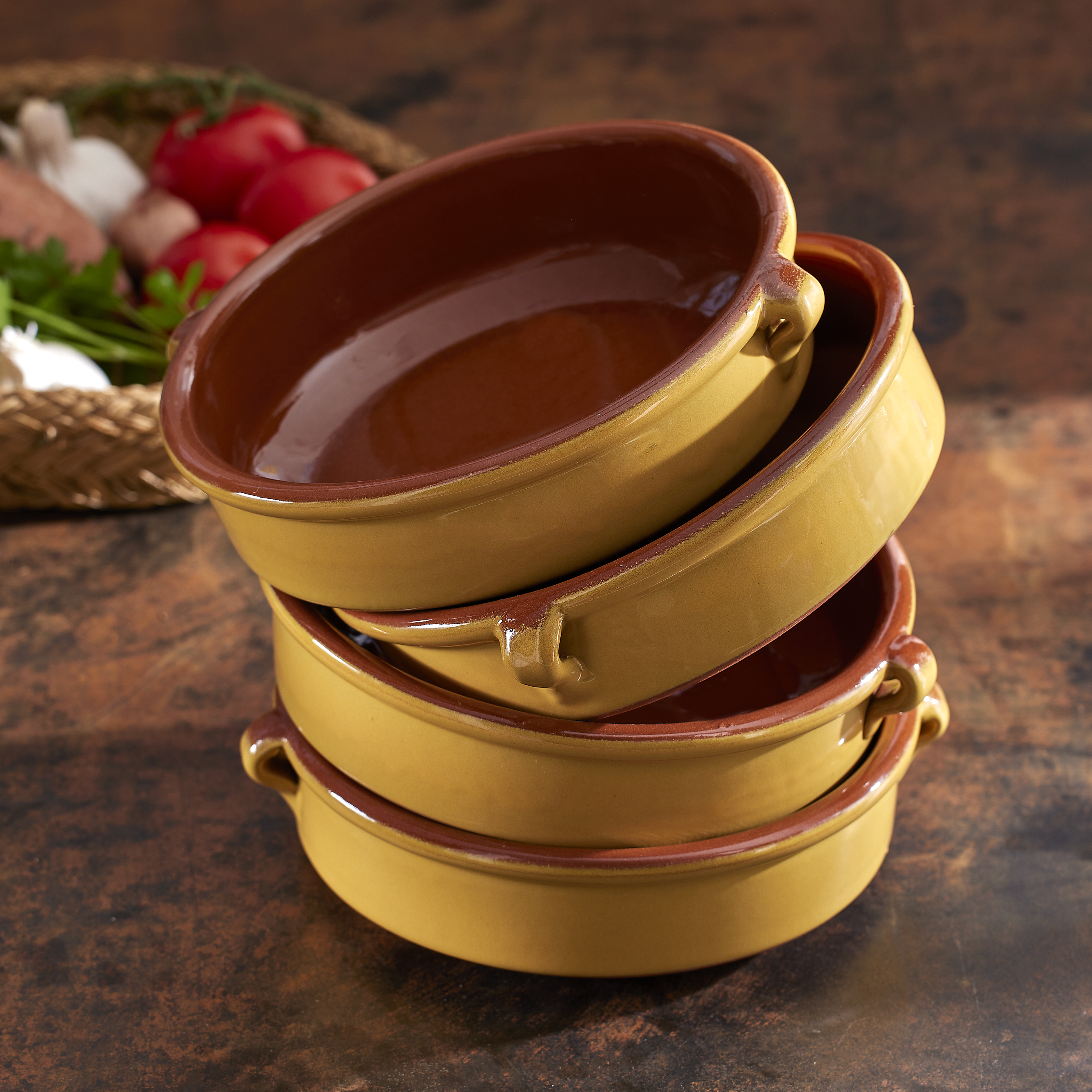 Authentic Spanish Kitchenware Set Of 6 Handmade Spanish Tapas Bowls - 11.5cm Terracotta Clay Cazuelas, Oven & Dishwasher Safe Ceramic Oven Dish