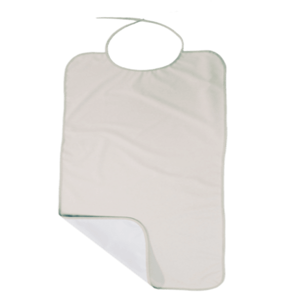 Babero para adulto blanco Rizo/PVC con lazo