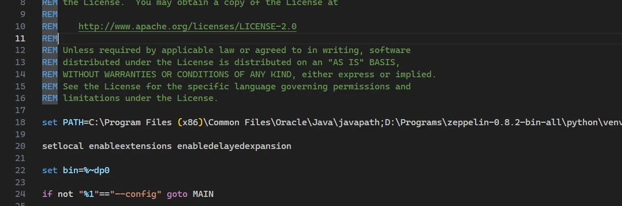 Edit zeppelin-env.cmd