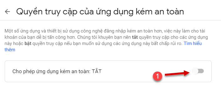 ứng dụng kém an toàn gmail