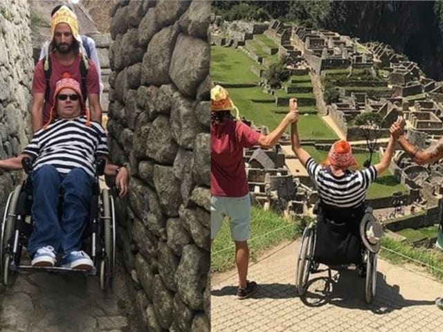 Cargaron 6 horas a su amigo para que conozca Machu Picchu