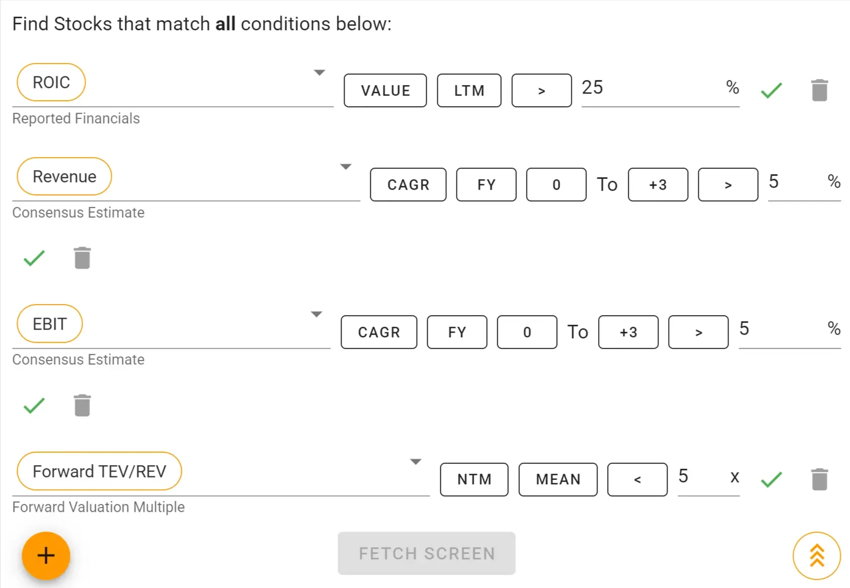 Filtri dei campioni ROIC